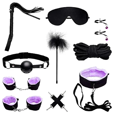 Kit Sado Bondage 8 itens - cor black wolf roxo