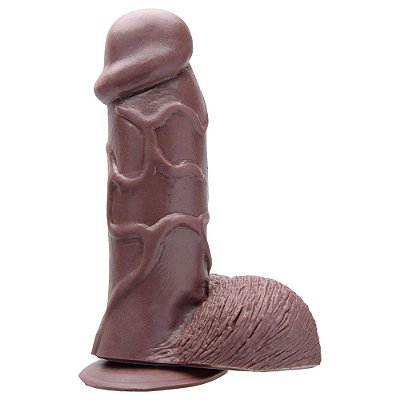PÊNIS DE BORRACHA SILICONE COM VENTOSA 18,5 X 4,8 CM - COR MARROM