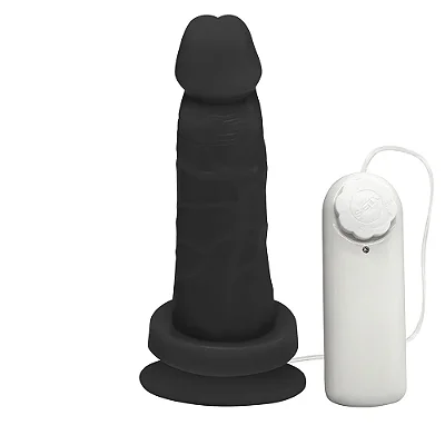 Realistic big dildo Mimo - Pinto de borracha realístico pequeno com vibrador e ventosa - 13,5x4cm - cor preta