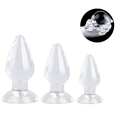 KIT de 3 plug anal em silicone transparente