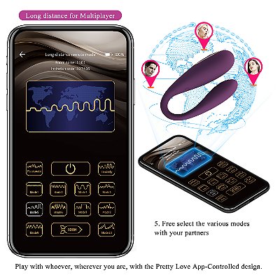 Pretty Love August - Vibrador de casal recarregável vibra com música controle por APP de celular longa distância