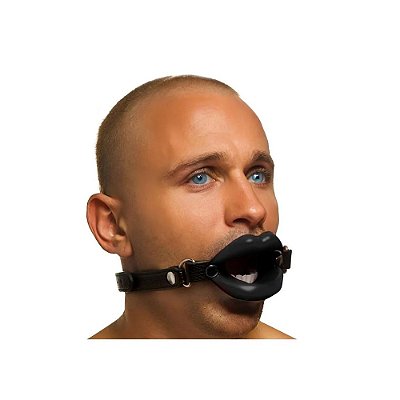 Cock Sucker Mouth Gag - Mordaça túnel para sexo oral em silicone - 4.5cm - cor preta