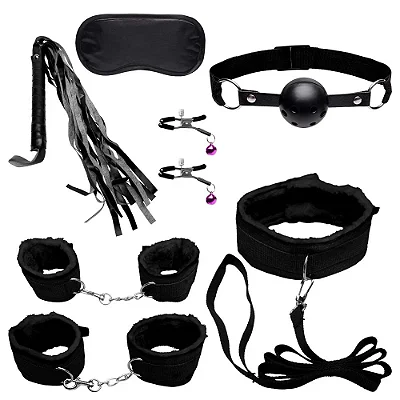 Kit Sado Bondage 7 Itens - cor preta