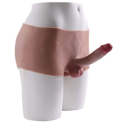 ONE-PIECE PENIS CP030 - Cinta em silicone com pênis de dragão integrado - COR BEGE - 17 x 3,7cm