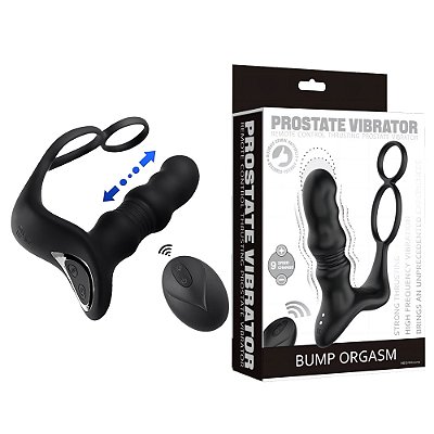 SECWELL PROSTATE MASSAGERS BUMP ORGASM Thrusting power - Anel Peniano duplo com plug anal vai e vem recarregável e controle remoto sem fio