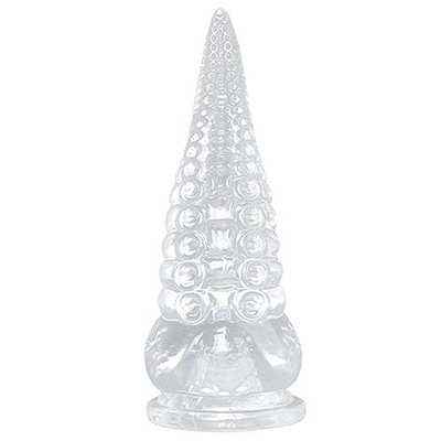 Plug anal transparente formato de tentáculo em silicone com ventosa - 13x3,0cm