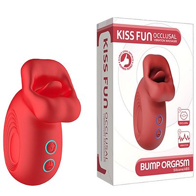KISS FUN OCCLUSAL - Vibrador Recarregável que Simula Beijo Francês Formato Boca com Língua