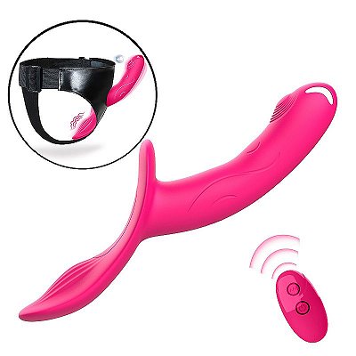 STRAP ON FEMDOM - STRAPLESS RECARREGÁVEL COM CONTROLE REMOTO, 10 MODOS DE VIBRAÇÃO - 24CM
