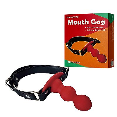 Top Notch Mouth Gag - Mordaça com penetrador escalonado em silicone e ajuste com fivela