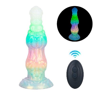 Galactic Alien Butt Plug Glow In The Dark - Plug anal alien recarregável com vibração, fluorescente e Controle Remoto - 24,4 x 6,8