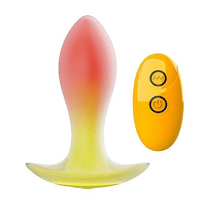 Plug anal dourado recarregável com controle Remoto - 11,1 x 3,7cm