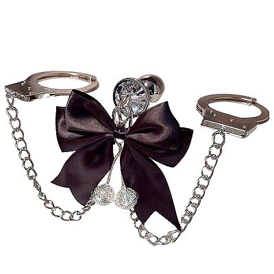 Plug anal de aço inox com algema de metal - 7,0 X 2,8 cm