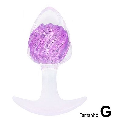 Plug anal translúcido em silicone tamanho G - cor lilás - 10,4 x 4,5 cm