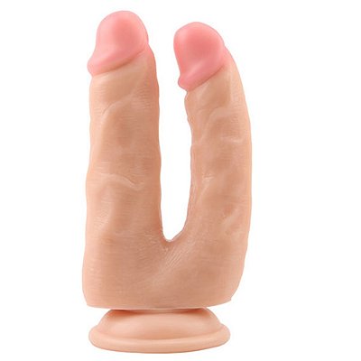 CHISA BROMEO - Pênis Realístico Duplo com Ventosa, Possui Veias Saltadas e Glandes Salientes