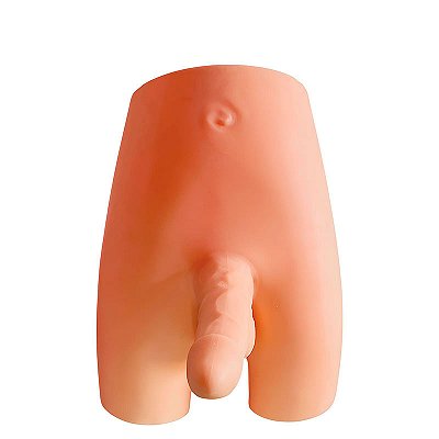 Dildo Underwear - CAPA PENIANA PARA HOMEM SILICONE INTEGRADA ESTILO SHORT - COR BEGE - 18X4,5CM