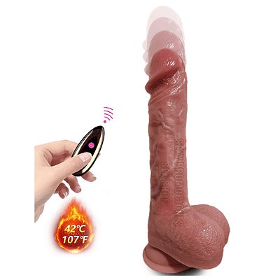 TRAJANO PENIS WARRIOR DILDO - PÊNIS REALÍSTICO EM SILICONE COM TEXTURA SUPER MACIA COM VENTOSA MOVIMENTO VAI E VEM, AQUECIMENTO E CONTROLE REMOTO SEM FIO - 25x4,5cm