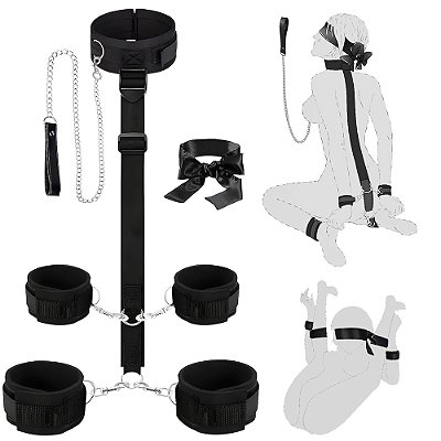 Kit Sado Bdsm Bondage - coleira com algema e venda