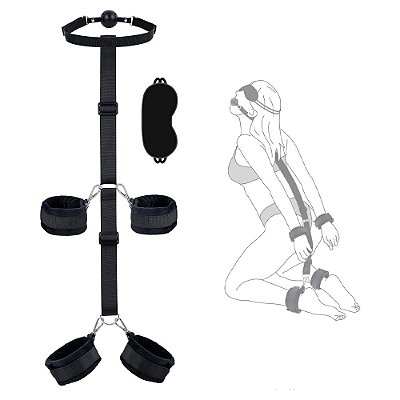 Kit sado bondage - algema amarras venda mordaça