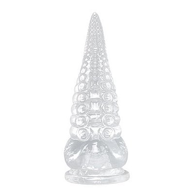 Plug anal transparente formato de tentáculo em silicone com ventosa - 10,5x2,7cm