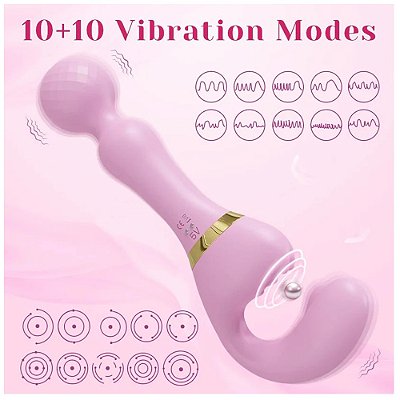 2 em 1 - massageador elétrico varinha mágica e vibrador ponto G com triplo motor recarregável