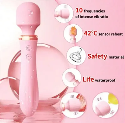 Lilo Powerful Wand Massager - 2 em 1 massageador e vibrador recarregável com aquecimento - cor rosa