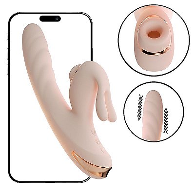 Rabbit Thrusting Vibrator APP - vibrador recarregável com movimento vai e vem auto aquecimento com controle via aplicativo por celular
