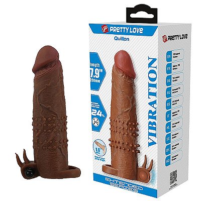 Pretty Love Quilon - capa peniana vibratória com anel de escroto - cor chocolate