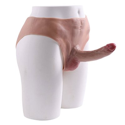 ONE-PIECE PENIS CP037 - Cinta em silicone com pênis realístico macio integrado - COR BEGE - 17 x 3,7cm
