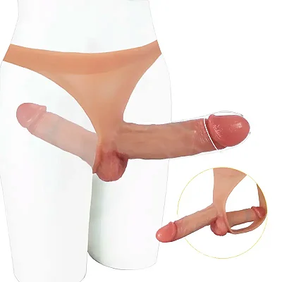 ONE-PIECE PENIS MLSM2155 - Cinta em silicone com pênis realístico macio integrado - COR BEGE - 14 x 3,5cm