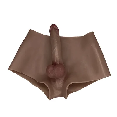 ONE-PIECE PENIS MLSM2215 - Cinta em silicone com pênis realístico macio integrado - COR MARROM - 16 x 3,5cm