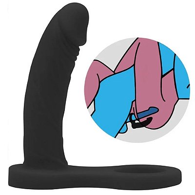 Realistic big dildo anel dupla penetração - anel peniano companheiro para dupla penetração -11x3cm - cor preta