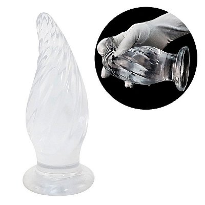Plug anal formato de cone em silicone transparente - 20,0 x 7,3