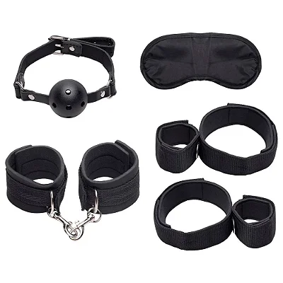 Kit sado mordaça bondage com 5 peças