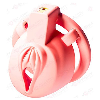 CC507 PUSSY CHASTITY BELT - Cinto de Castidade Masculino com Design Diferenciado na Ponta em Formato de Vulva