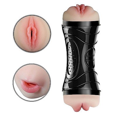 Training Master Double Side Sticker - Masturbador duplo com vagina e boca