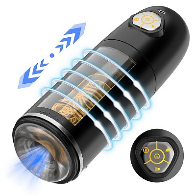 Apollo - Masturbador Lanterna com Movimento Vai e Vem, Rotação,e Luzes LED de 7 cores
