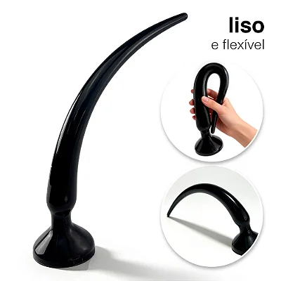 Realistic big butt plug Tower- Plug Anal Grande Flexível 39x4cm - cor preto