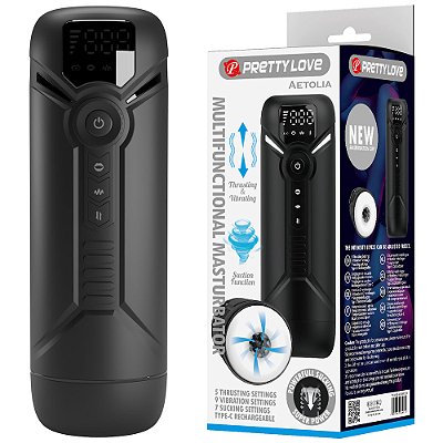 Pretty Love Aetolia - Masturbador recarregável com movimento sobe e desce e sucção tela LED Inteligente