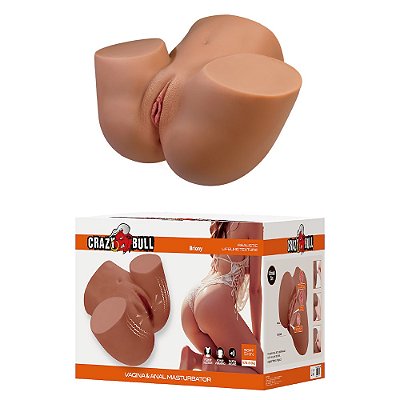 Crazy Bull Briony - Masturbador formato bumbum com vagina e ânus penetráveis com 10 Modos de Vibração e 5 modos de Sucção - 9 kg