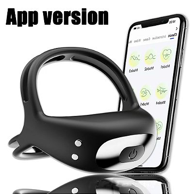 Anel Peniano Recarregável com Alça para Testículo Controle por App de Celular