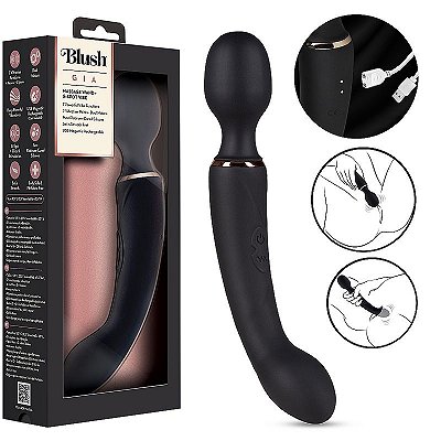 Blush 9.5" Gia 2-in-1 Wand Massager & G Spot Vibrator for Women - 2 em 1 massageador eletrico varinha mágica e vibrador de ponto G recarregável