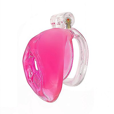 Gaiola de Castidade Masculino com Design Diferenciado na Ponta em Formato de Vulva - cor rosa