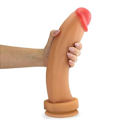 Realistic Big Dildo Banana da Terra - Pinto de borracha realístico flexível com ventosa - 30x6,9cm - cor bege
