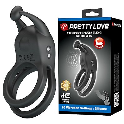 Pretty Love Vibrating Penis Ring Goodwin - Anel Peniano Recarregável Com Alça De Testículo Com 10 Modos De Vibração