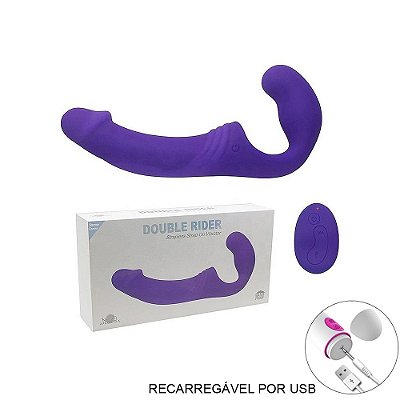 APHRODISIA DOUBLE RIDER - Strapless Vibrador Recarregável com Plug Vaginal e Controle sem fio Wireless