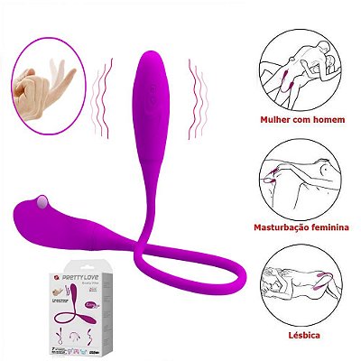 PRETTY LOVE SNAKY VIBE PLUS - VIBRADOR RECARREGÁVEL DUPLO COM 7 MODOS DE VIBRAÇÃO, FUNÇÃO DE DEDILHAR, A PROVA D'ÁGUA - 60 X 3 CM