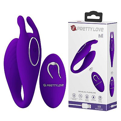 PRETTY LOVE BILL - VIBRADOR PARA CASAL RECARREGÁVEL COM 12 MODOS DE VIBRAÇÕES E CONTROLE REMOTO SEM FIO