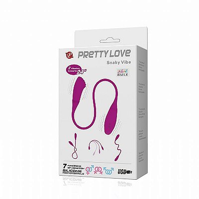 PRETTY LOVE SNAKY VIBE - VIBRADOR RECARREGÁVEL DUPLO COM 7 MODOS DE VIBRAÇÃO, A PROVA D'ÁGUA - 60 X 3 CM