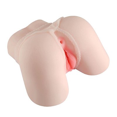 MASTURBADOR EM FORMA DE BUNDA EM CYBER SKIN COM VAGINA E ÂNUS TEXTURIZADOS E PENETRÁVEIS - 16 X 8CM