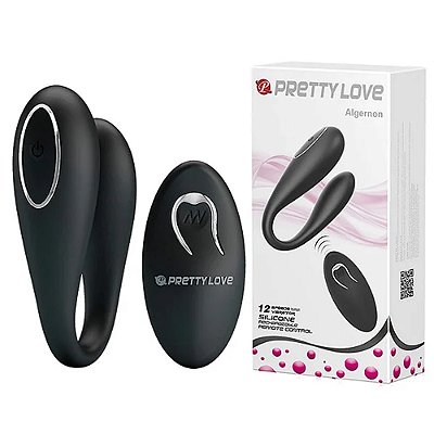 PRETTY LOVE ALGERNON - VIBRADOR PARA CASAL RECARREGÁVEL PARA CASAIS COM 12 NÍVEIS DE VIBRAÇÃO E CONTROLE REMOTO SEM FIO - 9 X 3 CM - COR PRETA